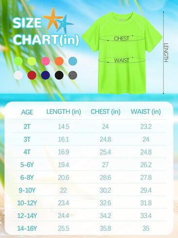 IHU Boys Neon Shirts Kids UPF 50+ Dry-Fit Athletic T-Shirts Short Sleeve Rash Guard Girls Swim Shirt Sports Undershirt in Saudi Arabia