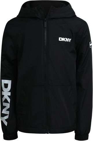 DKNY Boys Fleece Jacket - Weather Resistant Cozy Lightweight Jacket - Polar Fleece Lined Zip Up Hooded Jacket for Boys in Saudi Arabia