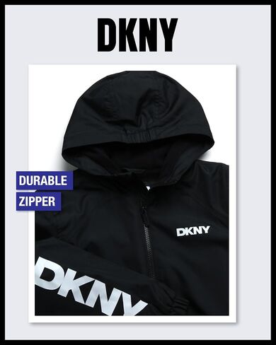 DKNY Boys Fleece Jacket - Weather Resistant Cozy Lightweight Jacket - Polar Fleece Lined Zip Up Hooded Jacket for Boys in Saudi Arabia