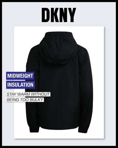 DKNY Boys Fleece Jacket - Weather Resistant Cozy Lightweight Jacket - Polar Fleece Lined Zip Up Hooded Jacket for Boys in Saudi Arabia