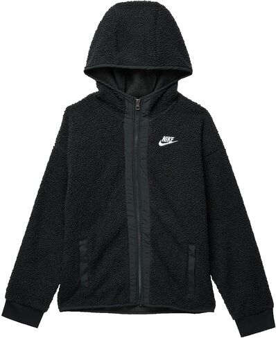 Nike Boy's NSW Club Fleece Winterized Full Zip (Little Kids/Big Kids) Black/White XL (18-20 Big Kid) in Saudi Arabia