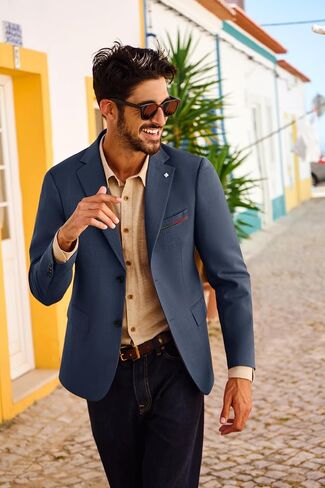 PJ PAUL JONES Mens Blazer Lightweight Sport Coats Casual Two Buttons Notched Lapel Suit Jacket with Removable Brooch in Saudi Arabia