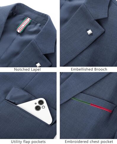 PJ PAUL JONES Mens Blazer Lightweight Sport Coats Casual Two Buttons Notched Lapel Suit Jacket with Removable Brooch in Saudi Arabia