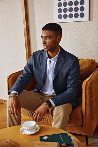 PJ PAUL JONES Mens Blazer Lightweight Sport Coats Casual Two Buttons Notched Lapel Suit Jacket with Removable Brooch in Saudi Arabia