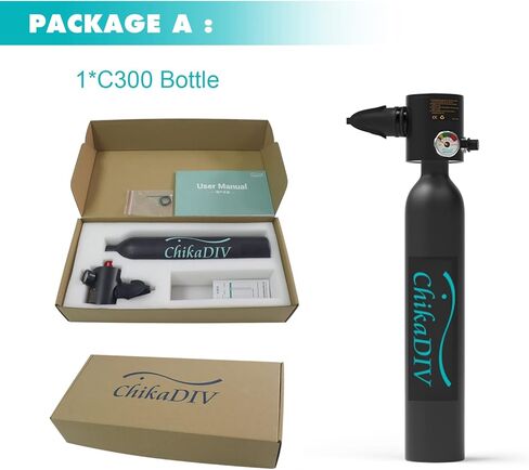 زجاجة غوص صغيرة C300 من تشيكاديف، 5-10 دقائق، زجاجة اكسجين صغيرة للغوص، جهاز تنفس للغوص، معدات غوص، زجاجة مياه قابلة لاعادة التدوير للغوص in Kuwait