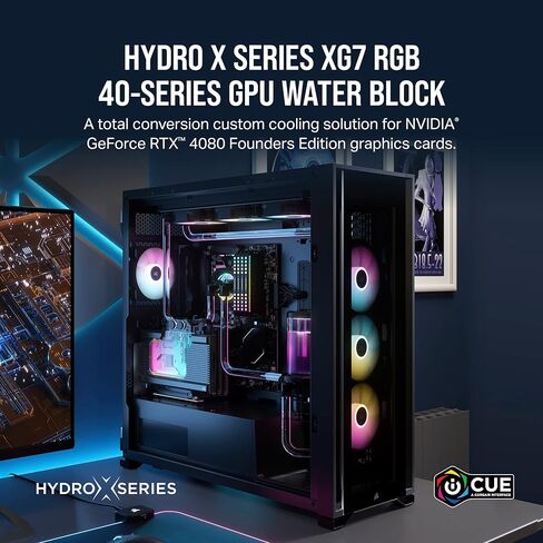 Corsair Hydro X Series XG7 RGB 4080 Strix/TUF GPU Water Block - for ASUS® ROG Strix and TUF Gaming GeForce RTX™ 4080 - Nickel-Plated Copper - Included Backplate & 5V ARGB Adapter Cable - Black in Saudi Arabia