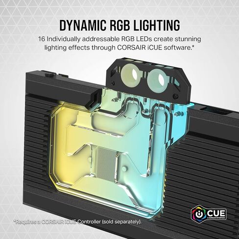 Corsair Hydro X Series XG7 RGB 4080 Strix/TUF GPU Water Block - for ASUS® ROG Strix and TUF Gaming GeForce RTX™ 4080 - Nickel-Plated Copper - Included Backplate & 5V ARGB Adapter Cable - Black in Saudi Arabia