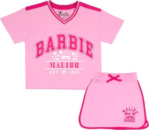 Barbie Little Girls Skort Set Short Sleeve Shirt and Skort Girls Fashion in Saudi Arabia