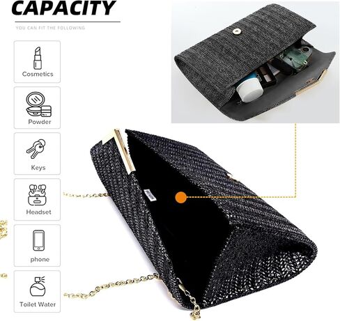 Vintage Straw Clutch Bag Purse Elegant Summer Evening Bag Hand Woven Beach Handbags Women Wedding Vacation Travel Party Bag in Kuwait