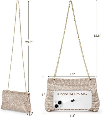 Rhinestone Purse for Women Evening Bag Sparkly Handbags Crossbody Bag Prom Clutch Purse for Wedding in Saudi Arabia