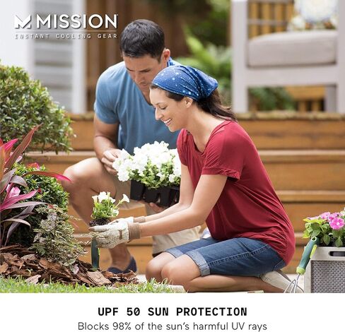 قناع تبريد للرقبة من MISSION، أكثر من 12 طريقة للارتداء، قناع للوجه بعامل حماية من الأشعة فوق البنفسجية 50، يبرد عندما يكون مبتلًا باللون الأزرق المموه in Kuwait