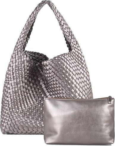 Woven Tote Bag Womens Purse: Vegan Leather Shoulder Handbags - Large Summer Beach Tote Bags - Travel Totes in Saudi Arabia