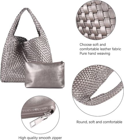 Woven Tote Bag Womens Purse: Vegan Leather Shoulder Handbags - Large Summer Beach Tote Bags - Travel Totes in Saudi Arabia