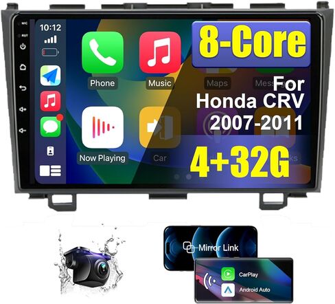 ستيريو راديو السيارة أندرويد لهوندا CRV 2007 2008 2009 2010 2011 مع CarPlay/Android Auto، 8 Core HD شاشة تعمل باللمس راديو السيارة مع AM/FM/RDS كاميرا احتياطية واي فاي in Kuwait