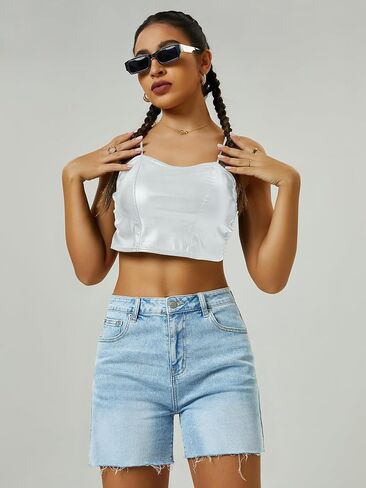 Womens High Waist Jean Shorts Wide Straight Leg Microelastic Long Denim Mom Shorts in Kuwait