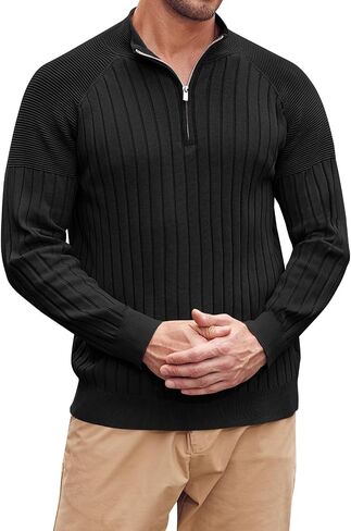Beotyshow Men's Quarter-Zip Turtleneck Sweater Long Sleeve Pullover in Saudi Arabia