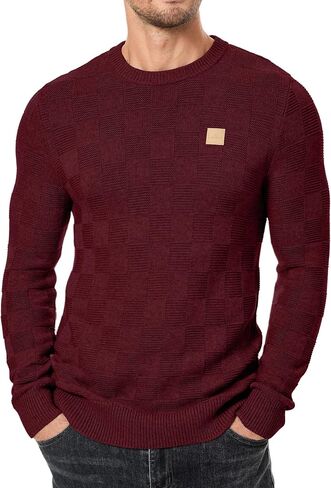 JMIERR Men's Crewneck Sweater Classic Checkered Knit Pullover Long Sleeve Casual Warm Jumper in Saudi Arabia