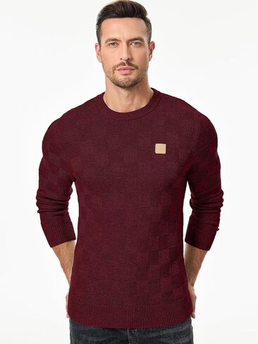 JMIERR Men's Crewneck Sweater Classic Checkered Knit Pullover Long Sleeve Casual Warm Jumper in Saudi Arabia