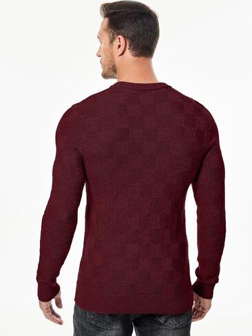 JMIERR Men's Crewneck Sweater Classic Checkered Knit Pullover Long Sleeve Casual Warm Jumper in Saudi Arabia