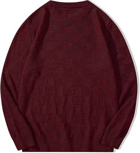 JMIERR Men's Crewneck Sweater Classic Checkered Knit Pullover Long Sleeve Casual Warm Jumper in Saudi Arabia
