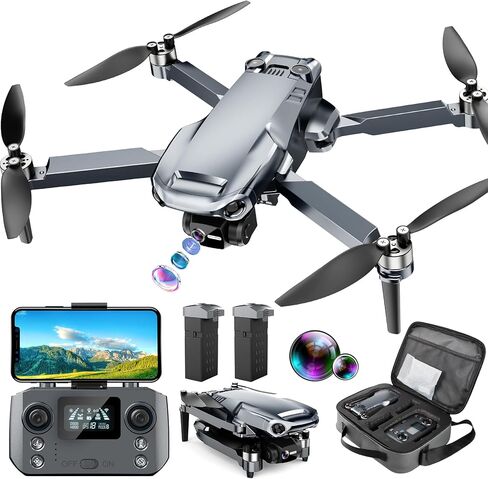 طائرة بدون طيار مع كاميرا 4K RC كوادكوبتر للبالغين، نقل فيديو طويل المدى بطول 1640 قدمًا، محور ثلاثي المحاور، 46 دقيقة وقت الطيران GPS العودة التلقائية ومتابعتي، طيران دائري، طيران نقطة الطريق، تثبيت الارتفاع in Kuwait