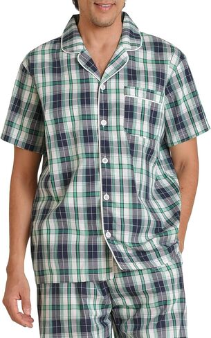 Latuza Men's Button Down Pajama Top 2 Pack Cotton Sleep Shirt in Saudi Arabia