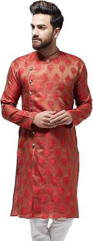 Sojanya (Since 1958, Men's Jacquard Silk Only Long Kurta in Kuwait