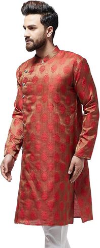 Sojanya (Since 1958, Men's Jacquard Silk Only Long Kurta in Kuwait