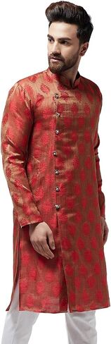 Sojanya (Since 1958, Men's Jacquard Silk Only Long Kurta in Kuwait