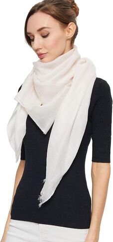 Ovcio Featherlight White Cashmere Scarf - 100% Pure Cashmere Wrap Scarf for Women (87x39) with Gift Box in Saudi Arabia