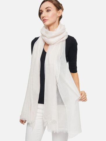 Ovcio Featherlight White Cashmere Scarf - 100% Pure Cashmere Wrap Scarf for Women (87x39) with Gift Box in Saudi Arabia