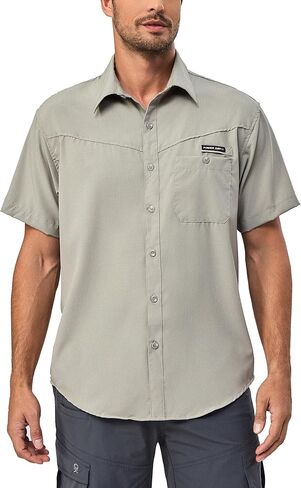 Little Donkey Andy Men's Breathable UPF 50 Shirt, Lightweight Short Sleeve Button Down Shirts for Fishing Hiking in Kuwait