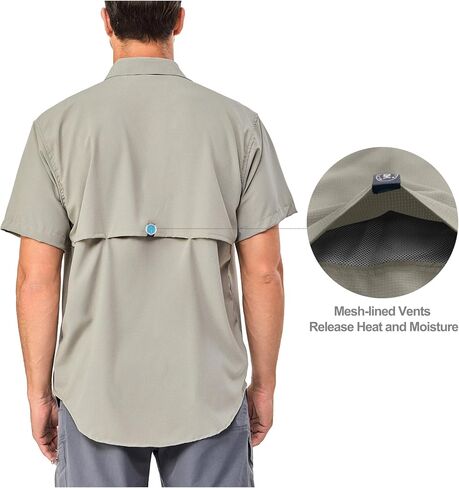 Little Donkey Andy Men's Breathable UPF 50 Shirt, Lightweight Short Sleeve Button Down Shirts for Fishing Hiking in Kuwait