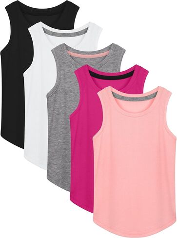 5 Pack Girls Dance Tank Top Kids Tank Tops Sleeveless Tees Shirt Racerback Sleeveless Tops for Girls Toddlers in Saudi Arabia