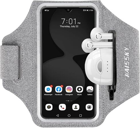 Running Armband with Airpods Bag 3D Design Cell Phone Armband for iPhone 14 13 Pro 14 Plus, Galaxy S20/S10 Water Resistant Sports Phone Holder Case & Zipper Slot Car Key Holder for 6.9 inch Phone in Saudi Arabia