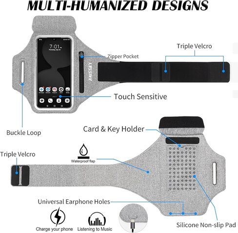 Running Armband with Airpods Bag 3D Design Cell Phone Armband for iPhone 14 13 Pro 14 Plus, Galaxy S20/S10 Water Resistant Sports Phone Holder Case & Zipper Slot Car Key Holder for 6.9 inch Phone in Saudi Arabia