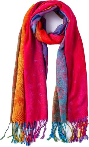 AUSEKALY Colourful Shawl Wraps for Women Scarf Pashmina Feel Causal Prayer Shawls Indian Dupatta Scarves in Kuwait