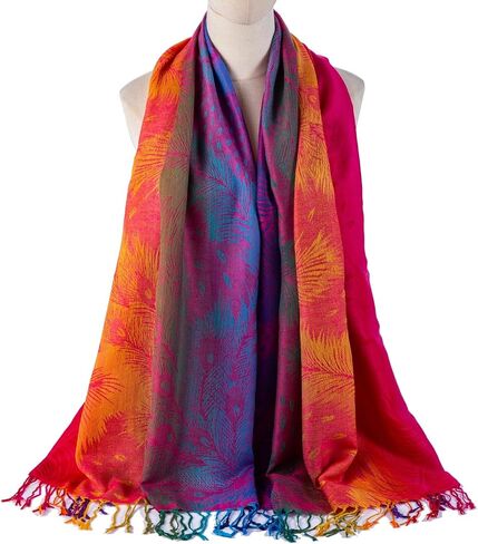 AUSEKALY Colourful Shawl Wraps for Women Scarf Pashmina Feel Causal Prayer Shawls Indian Dupatta Scarves in Kuwait