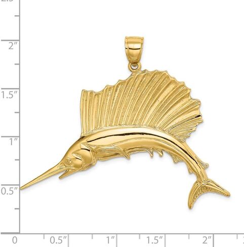 14K Yellow Gold Sailfish High Polish Pendant in Saudi Arabia