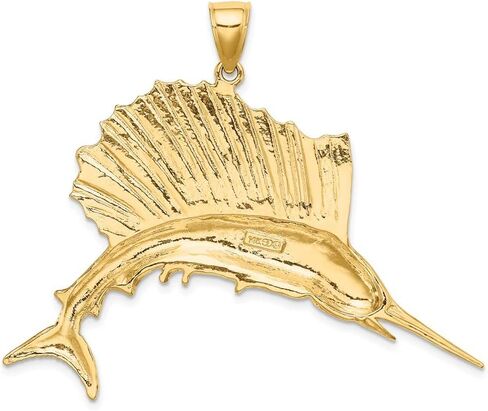 14K Yellow Gold Sailfish High Polish Pendant in Saudi Arabia