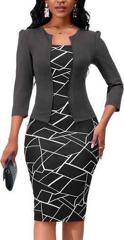 Yajedo Women's Reto Bodycon Midi Dresses 3/4 Sleeve Church Wear to Work Business Pencil Dress in Saudi Arabia