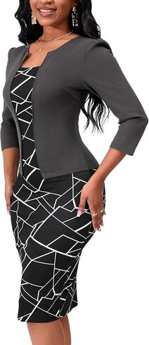 Yajedo Women's Reto Bodycon Midi Dresses 3/4 Sleeve Church Wear to Work Business Pencil Dress in Saudi Arabia