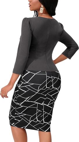 Yajedo Women's Reto Bodycon Midi Dresses 3/4 Sleeve Church Wear to Work Business Pencil Dress in Saudi Arabia