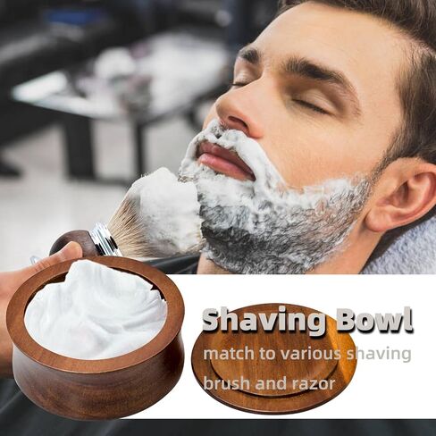 Grandslam Wooden Shaving Bowl with Lid Shaving Soap Bowl for Men Easy to Lather Fits Wet Shaving (Oak Wood) in Kuwait