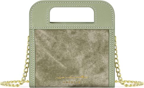 Denim Wallet for Women, Small RFID Blocking Bifold Wallets with Zipper Pocket, Handle and Shoulder Chain for Women and Girls (Green) in Kuwait