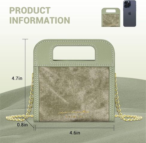 Denim Wallet for Women, Small RFID Blocking Bifold Wallets with Zipper Pocket, Handle and Shoulder Chain for Women and Girls (Green) in Kuwait