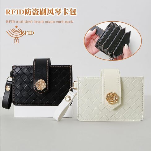 Credit Card Holder, RFID Anti-theft Brush Card Case Wallet,Portable Card Organizer Case for Women Girls (Black) in Saudi Arabia