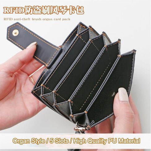 Credit Card Holder, RFID Anti-theft Brush Card Case Wallet,Portable Card Organizer Case for Women Girls (Black) in Saudi Arabia