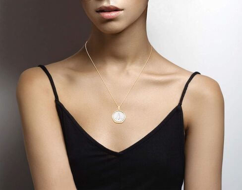 Miabella Italian 18K Gold over 925 Sterling Silver Genuine 2-Lira Bee Coin Medallion Pendant Necklace for Women 18 Inch Chain, Made in Italy in Saudi Arabia