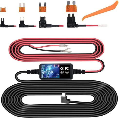 Dash Cam Hardwire Kit, Micro USB Hard Wire Kit for Dashcam, Plozoe 12V-24V to 5V Car Dash Camera Charger Power Cord, Gift 4 Fuse Tap Cable and Installation Tool（11.5ft） in Kuwait